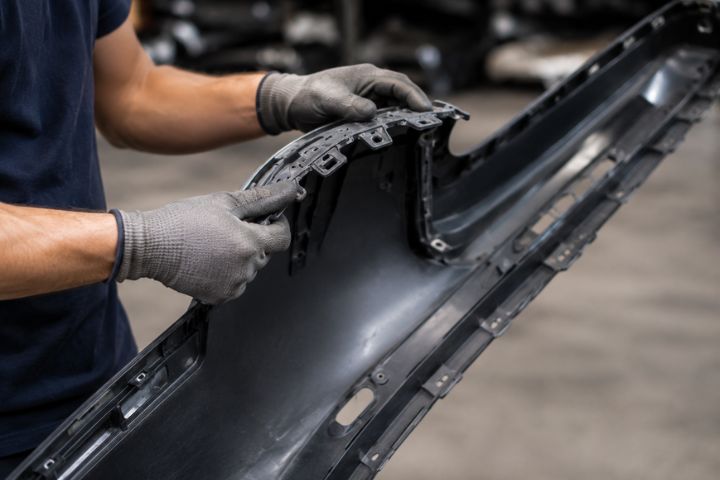 Recycled front bumper ready for installation