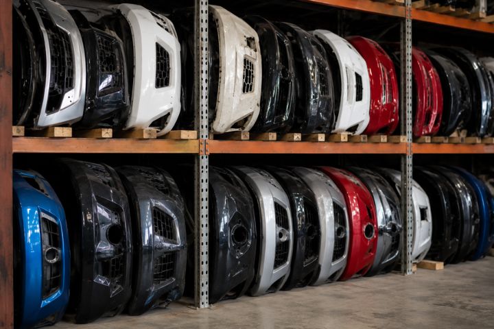 Vehicle bumper inventory at Burton Wreckers